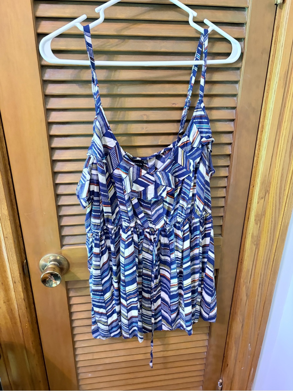 Blue Geometric Print Spaghetti Strap Tank